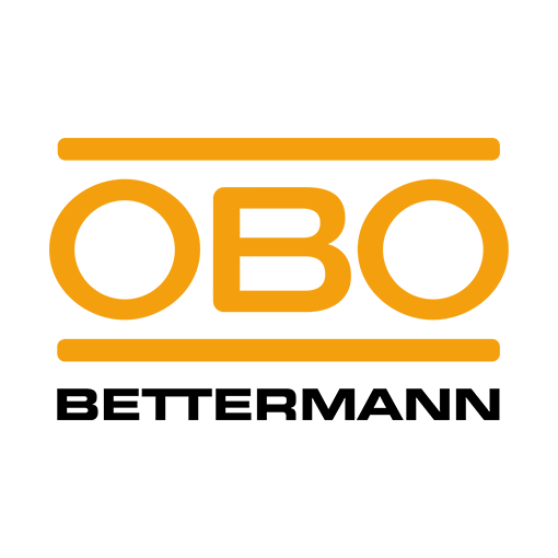 Logo von OBO in orange zwischen zwei Strichen und darunter der Schriftzug Bettermann in schwarz